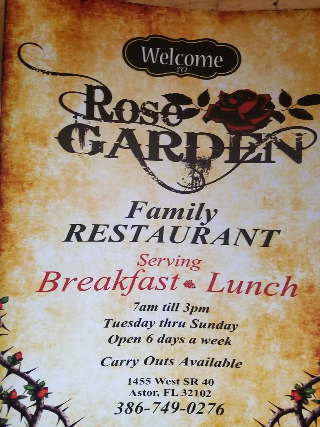 Rose Garden Family Restaurant | restaurant | 1455, Astor, FL 32102, USA | 3867490276 OR +1 386-749-0276