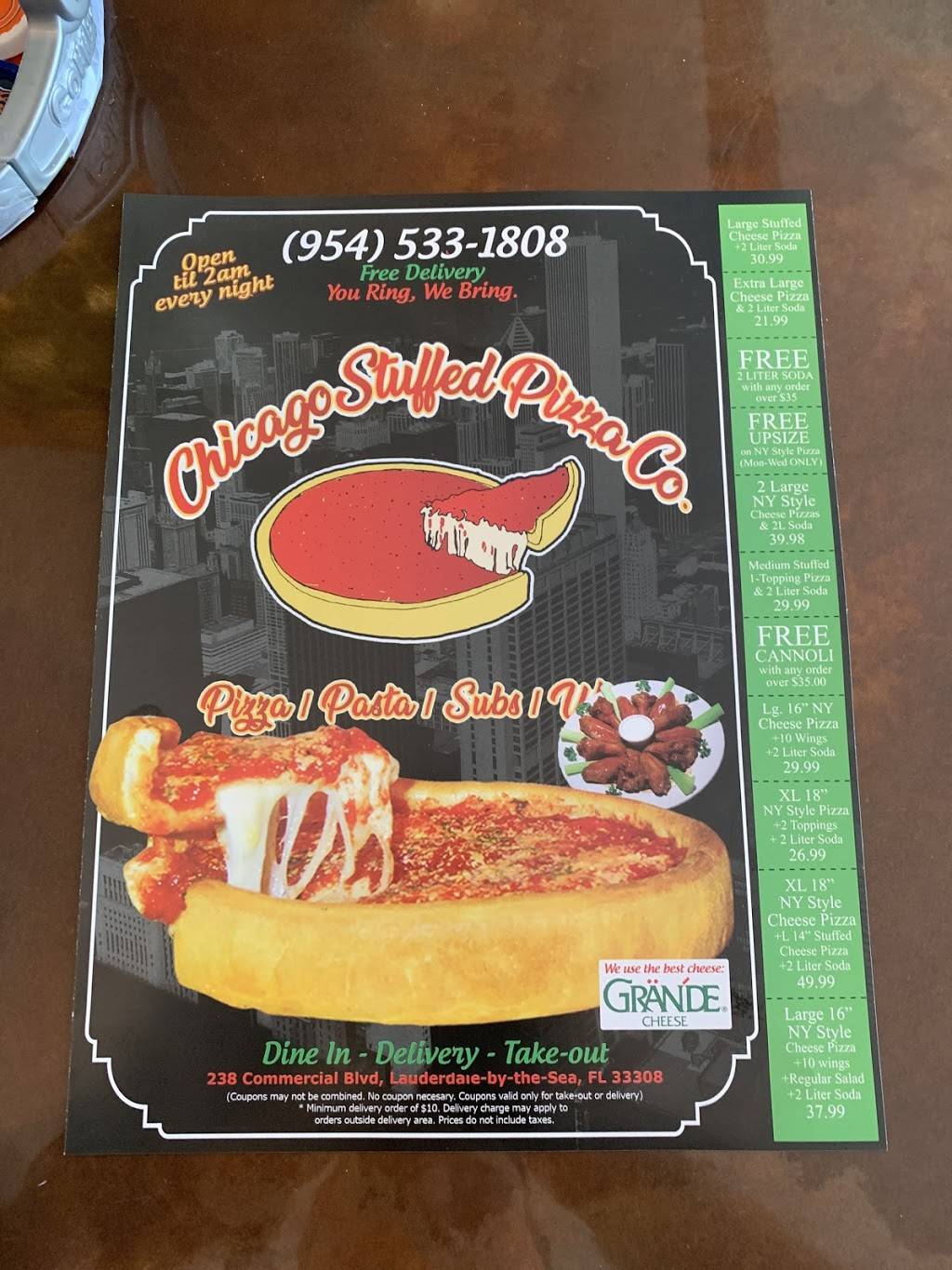 Chicago Stuffed Pizza Co | restaurant | 238 FL-870, Lauderdale-By-The-Sea, FL 33308, USA | 9545331808 OR +1 954-533-1808