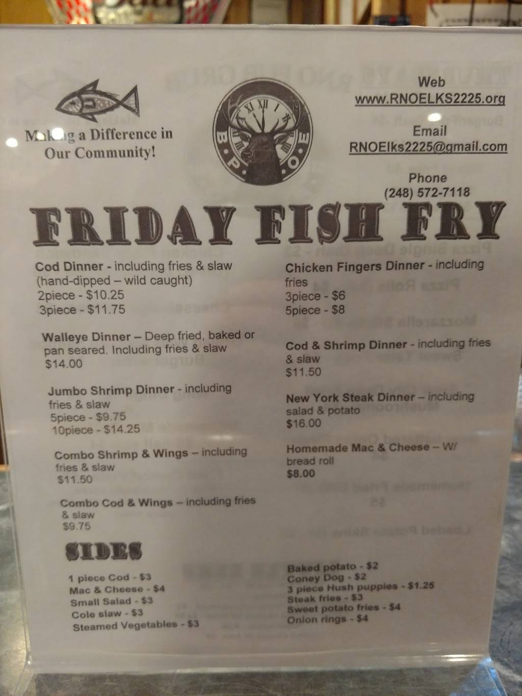 Rochester North-Oakland Elks Lodge | restaurant | 3100 Pond Rd, Leonard, MI 48367, USA | 2485727118 OR +1 248-572-7118