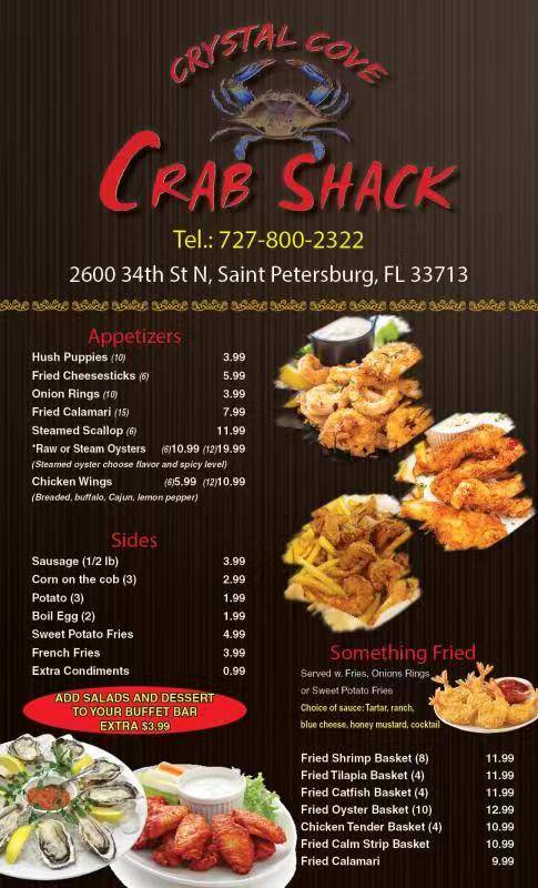 Crystal Cove Crab Shack | restaurant | 2600 34th St N, St. Petersburg, FL 33713, USA | 7278002322 OR +1 727-800-2322