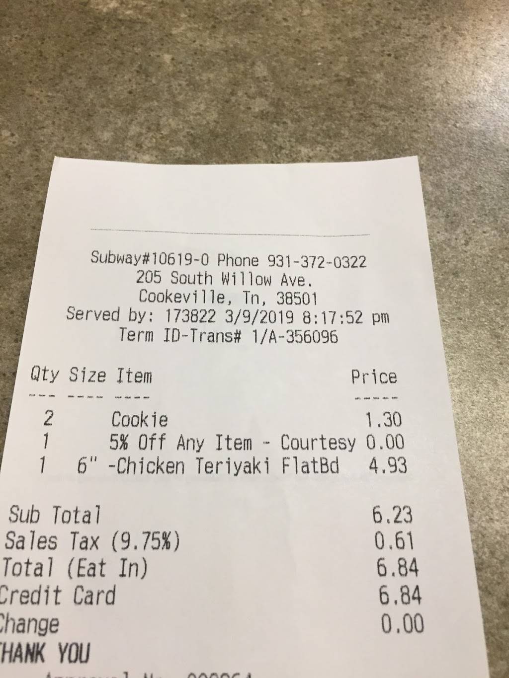 Subway Restaurants | restaurant | 205 S Willow Ave, Cookeville, TN 38501, USA | 9313720322 OR +1 931-372-0322