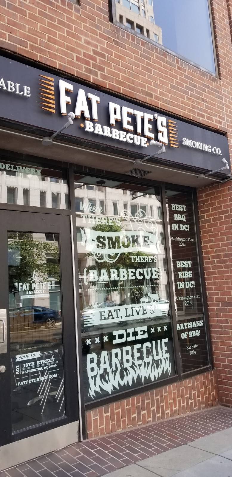 Fat Petes BBQ | restaurant | 801 18th St NW, Washington, DC 20006, USA | 2027303070 OR +1 202-730-3070