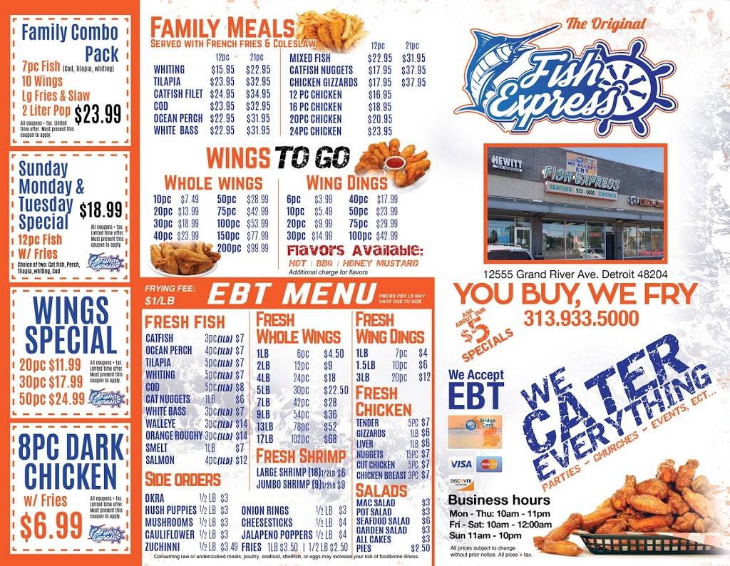 Fish Express | restaurant | 12555 Grand River Ave #400, Detroit, MI 48204, USA | 3139335000 OR +1 313-933-5000