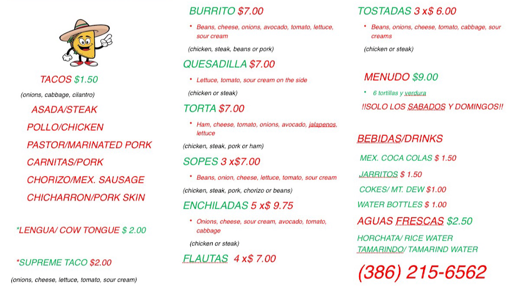 Taco Shop | restaurant | 1120 W New York Ave, DeLand, FL 32720, USA | 3862156562 OR +1 386-215-6562