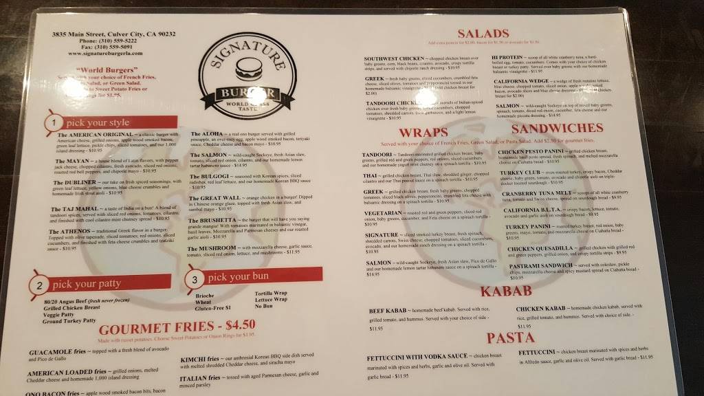 Signature Burger | meal takeaway | 3835 Main St, Culver City, CA 90232, USA | 3105595222 OR +1 310-559-5222