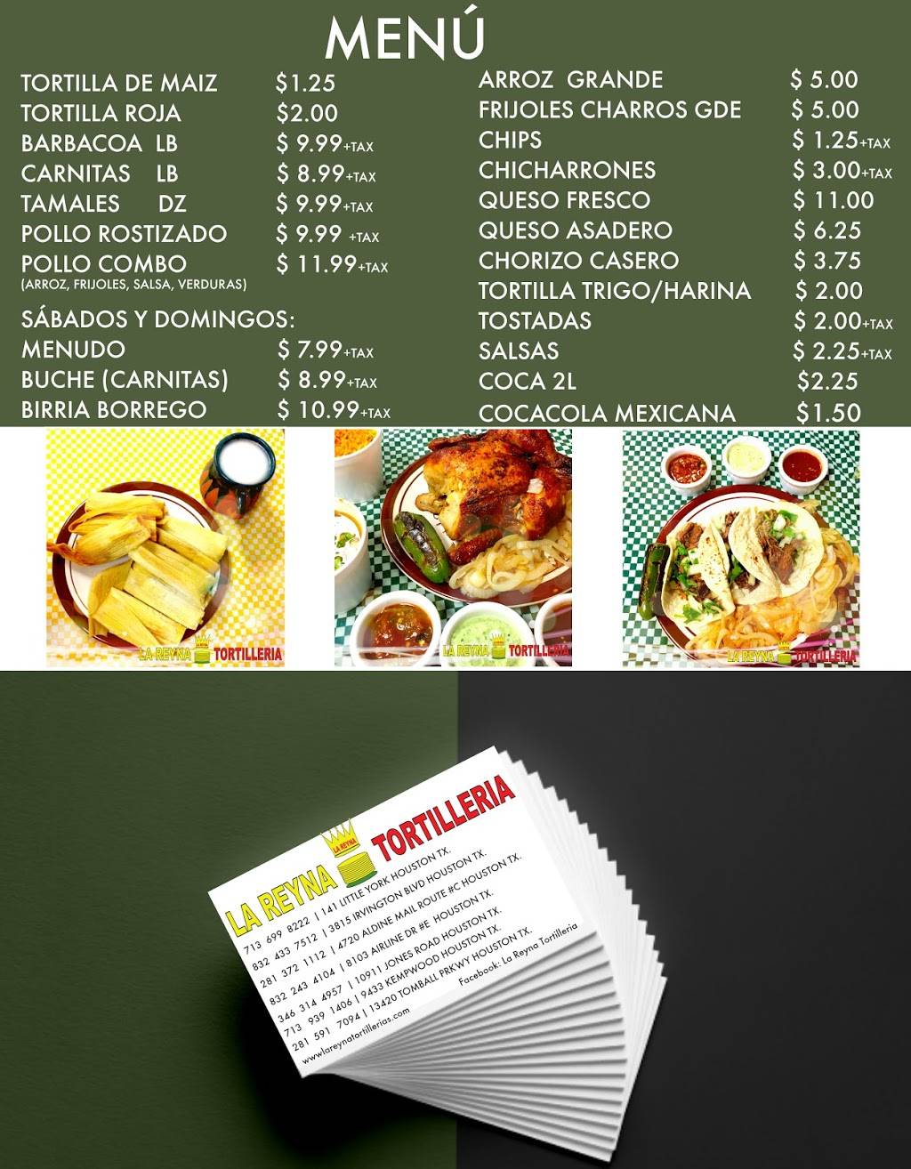 La Reyna Tortilleria | restaurant | 8103 Airline Dr Ste. F, Houston, TX 77037, USA | 8322434104 OR +1 832-243-4104