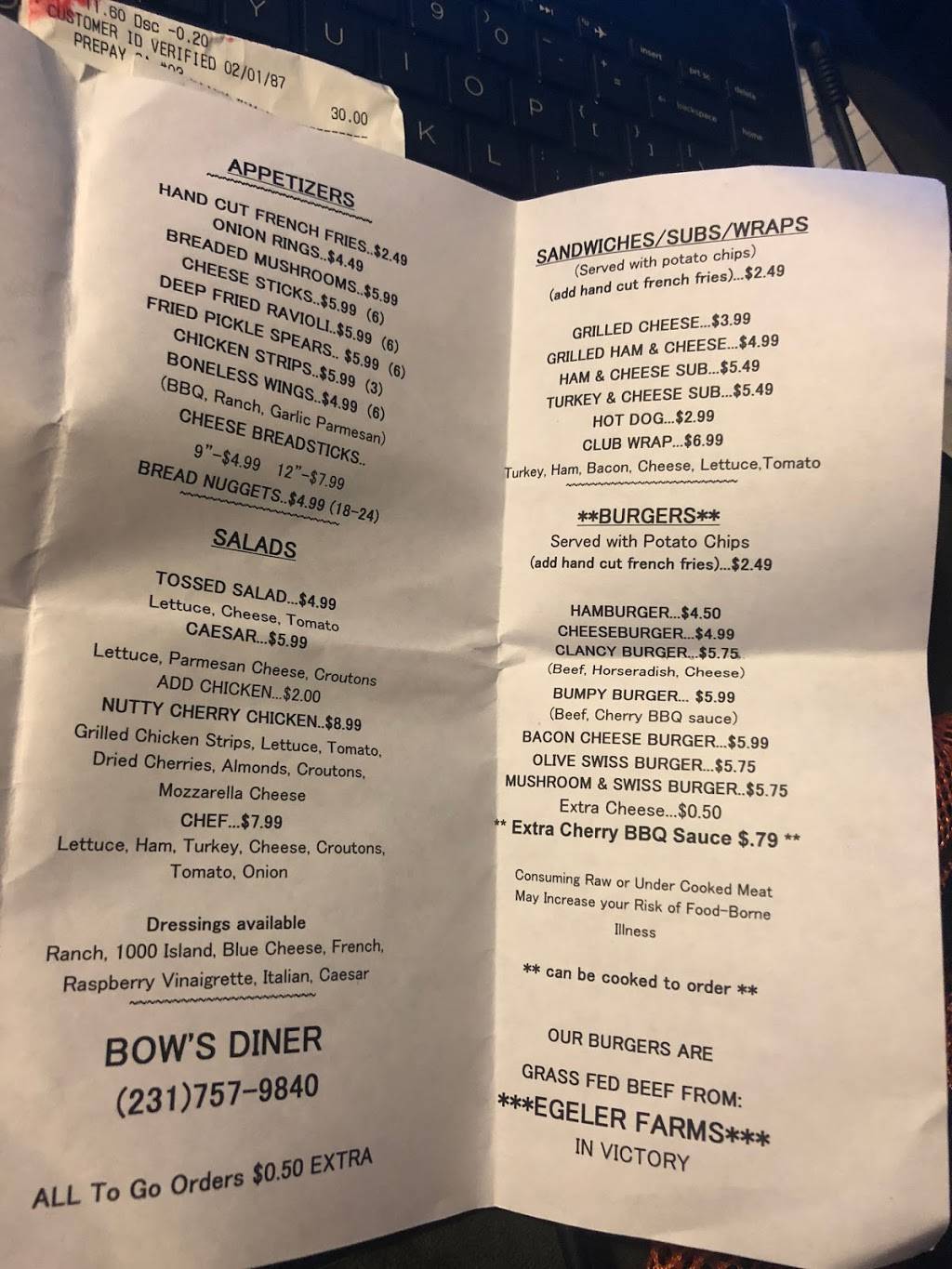 Bows Diner | restaurant | Scottville, MI 49454, USA | 2317579840 OR +1 231-757-9840