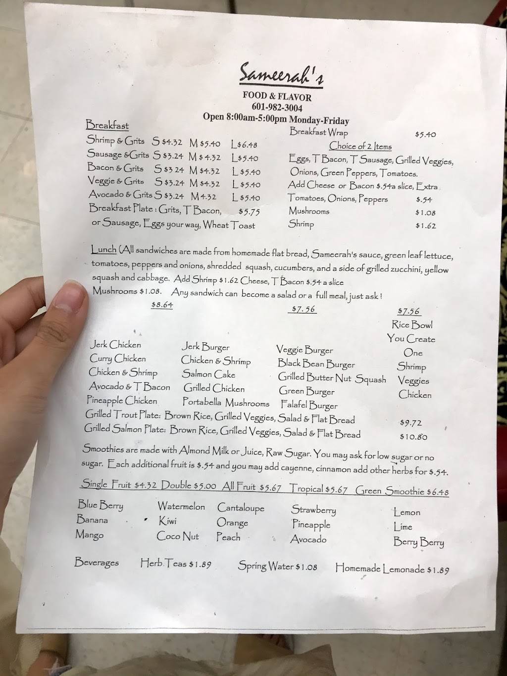 Sameerahs Vegan & Healthy Flavor | restaurant | 350 W Woodrow Wilson Ave, Jackson, MS 39213, USA | 6019823004 OR +1 601-982-3004
