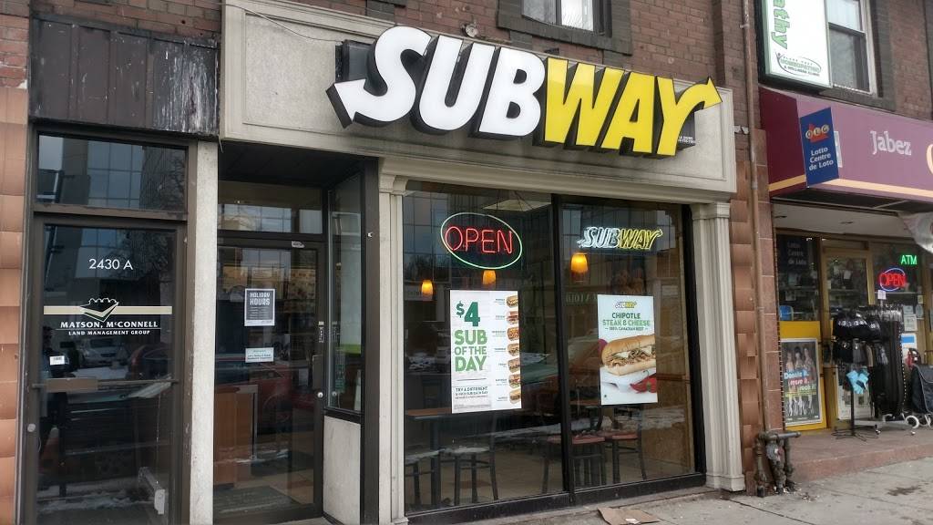Subway | restaurant | 2430 Bloor St W, Toronto, ON M6S 1P9, Canada | 4167697827 OR +1 416-769-7827