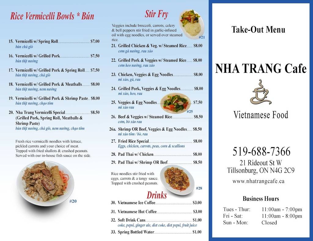 Nha Trang Cafe | restaurant | 21 Ridout St W, Tillsonburg, ON N4G 2C9, Canada | 5196887366 OR +1 519-688-7366