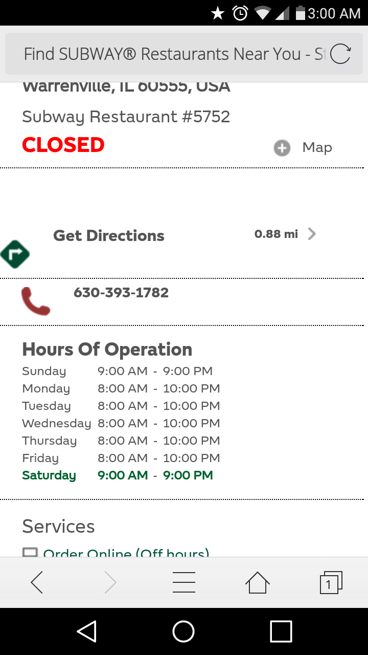 Subway Restaurants | restaurant | Sutton Square Shopping Center, 2S610 IL-59 Unit 2, Warrenville, IL 60555, USA | 6303931782 OR +1 630-393-1782