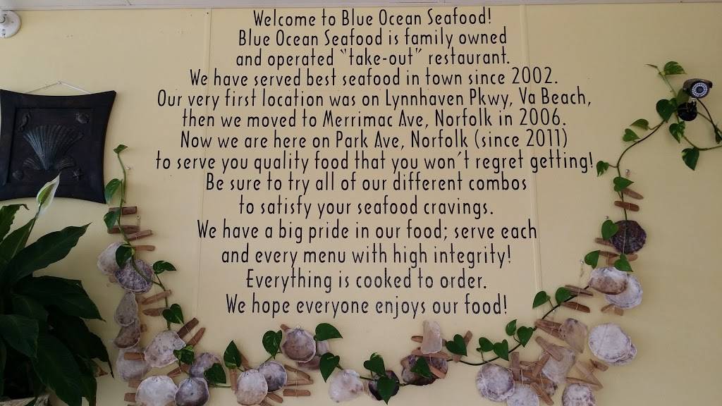 Blue Ocean Seafood | restaurant | 1000 Park Ave, Norfolk, VA 23504, USA | 7576232255 OR +1 757-623-2255