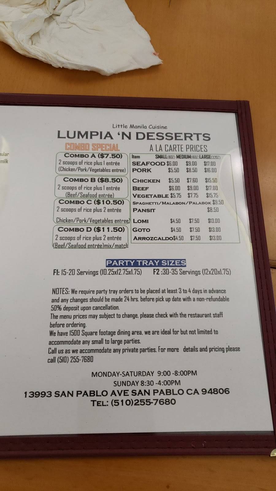 Lumpia N Desserts | restaurant | 13993 San Pablo Ave, San Pablo, CA 94806, USA | 5102557680 OR +1 510-255-7680