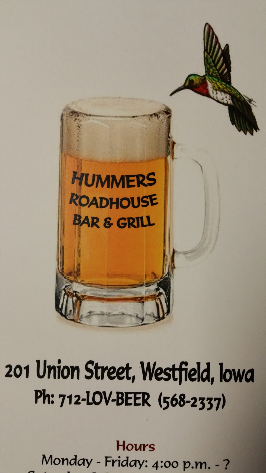 Hummers Roadhouse Bar & Grill | restaurant | 201 Union St, Westfield, IA 51062, USA | 7125682337 OR +1 712-568-2337