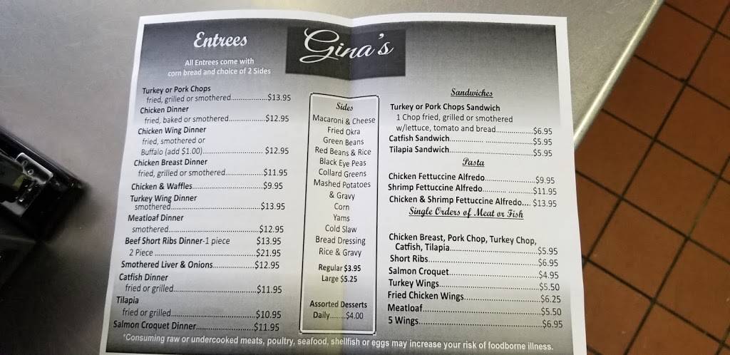 Gina’s Soulfood | restaurant | 18000 E 9 Mile Rd, Eastpointe, MI 48021, USA | 5868597252 OR +1 586-859-7252