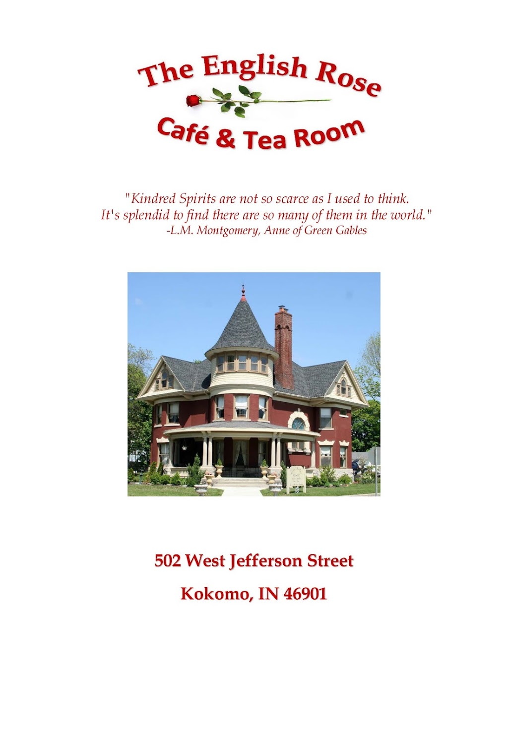 The English Rose Cafe & Tea Room LLC | restaurant | 502 W Jefferson St, Kokomo, IN 46901, USA | 7654504934 OR +1 765-450-4934