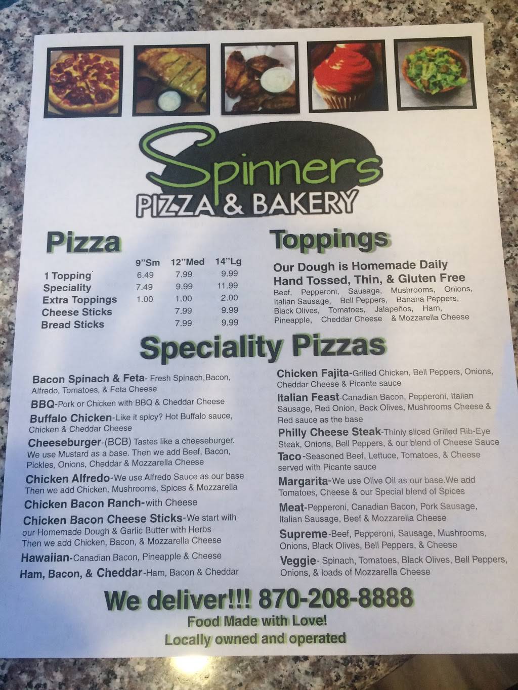 Spinners Pizza & Bakery | restaurant | 309 US-64, Wynne, AR 72396, USA | 8702088888 OR +1 870-208-8888