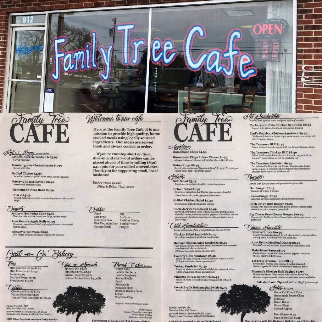 Family Tree Cafe LLC | restaurant | 912 S Main St, Nicholasville, KY 40356, USA | 8592411960 OR +1 859-241-1960