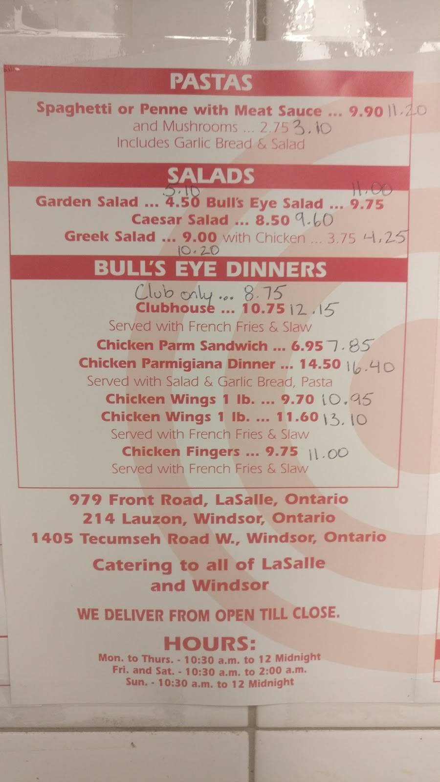 Bulls Eye Pizza | restaurant | 979 Front Rd, Windsor, ON N9J 2A5, Canada | 5197341221 OR +1 519-734-1221