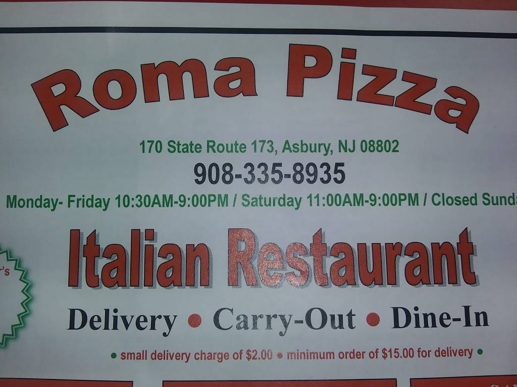 Roma Pizza | restaurant | 170 NJ-173, Asbury, NJ 08802, USA | 9083358935 OR +1 908-335-8935