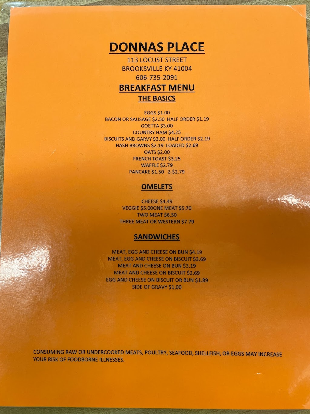 Donnas Place | cafe | 113 Locust St, Brooksville, KY 41004, USA | 6067352091 OR +1 606-735-2091