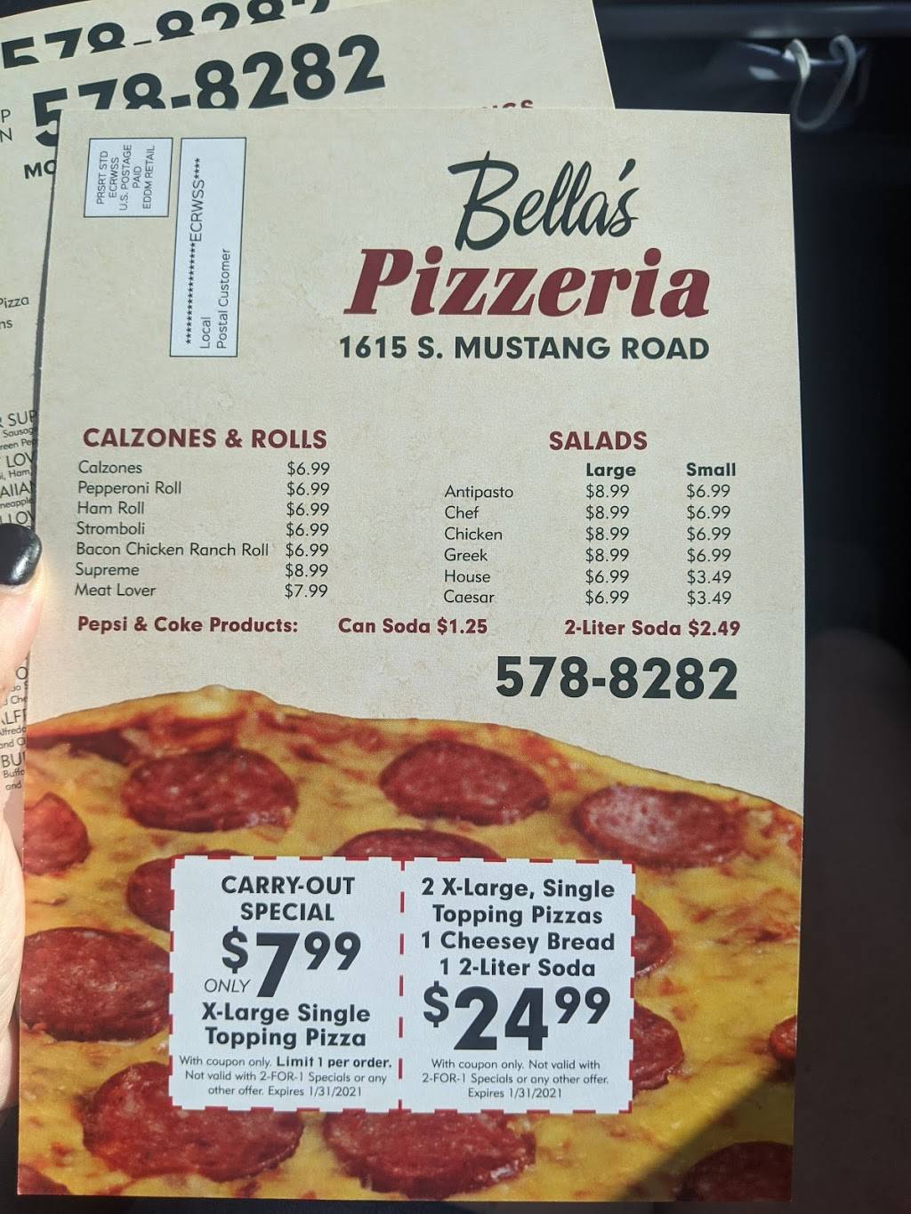 Bella’s Pizzeria | restaurant | 1615 S Mustang Rd, Yukon, OK 73099, USA | 4055788282 OR +1 405-578-8282