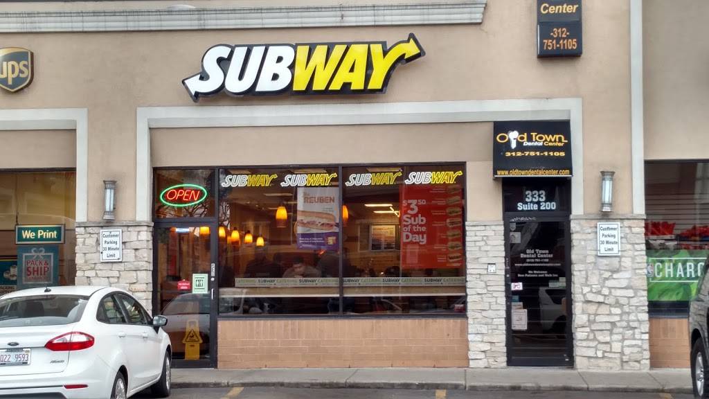 Subway Restaurants | restaurant | 333 W North Ave, Chicago, IL 60610, USA | 3129440661 OR +1 312-944-0661