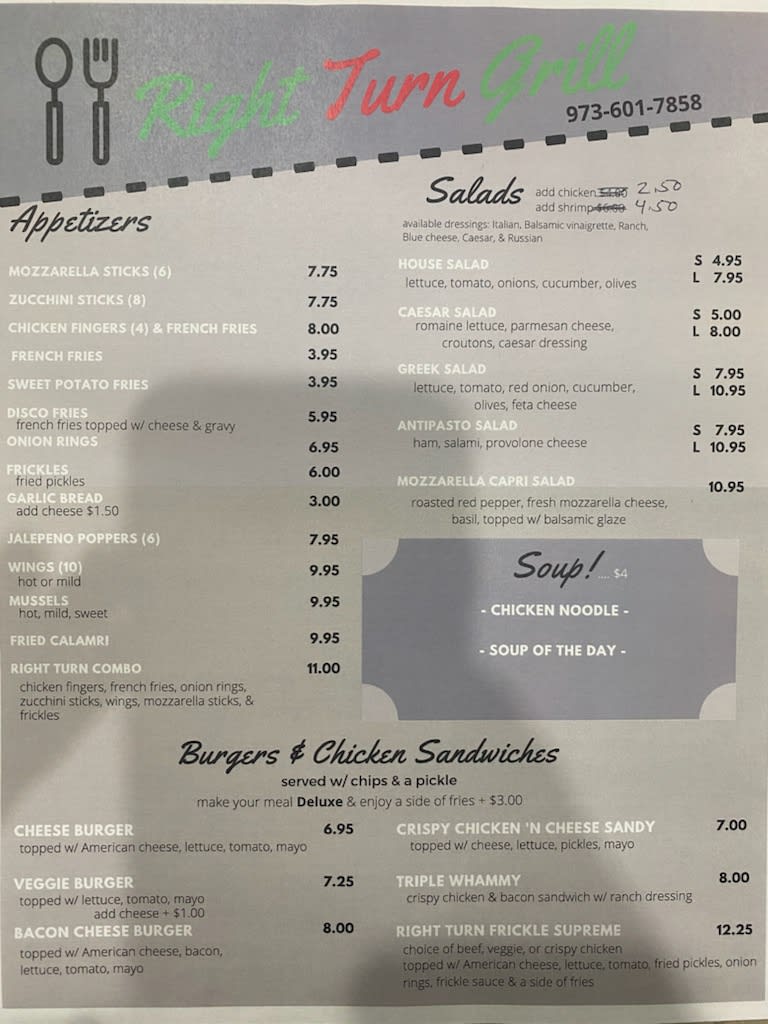 Right Turn Grill | restaurant | 828 NJ-15 South, Jefferson, NJ 07849, USA | 9736017858 OR +1 973-601-7858