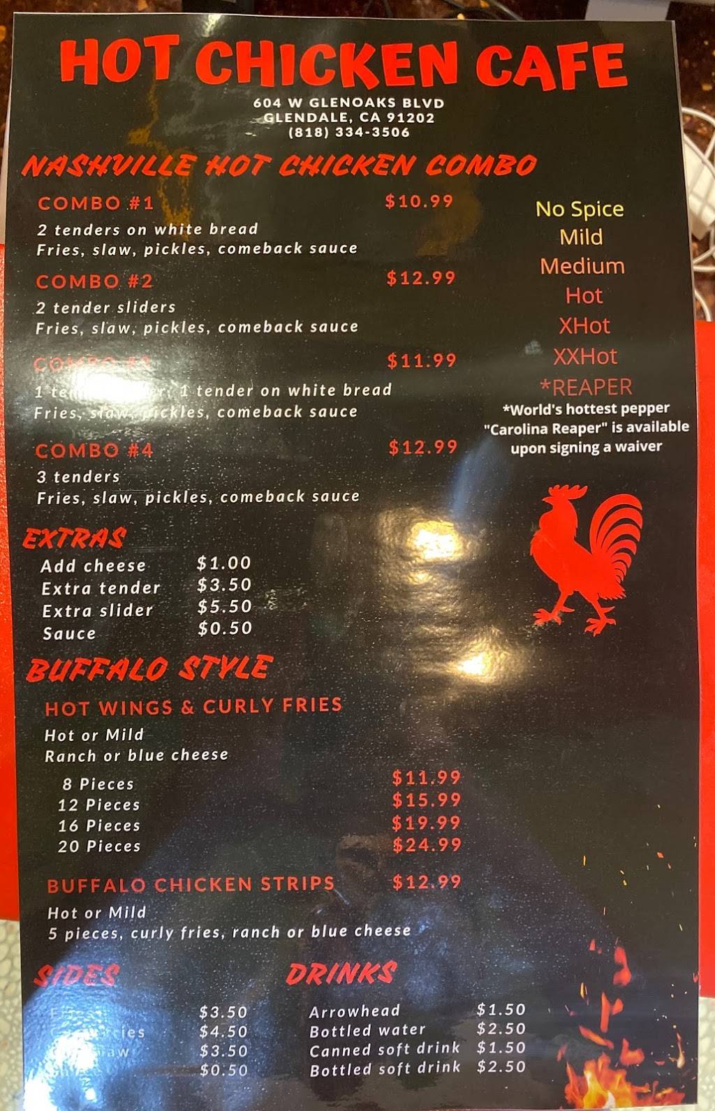 Hot Chicken Cafe | meal takeaway | 602 W Glenoaks Blvd, Glendale, CA 91202, USA | 8183343506 OR +1 818-334-3506