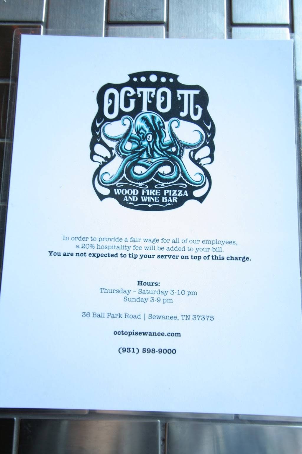 Octo π | restaurant | 36 Ball Park Rd, Sewanee, TN 37375, USA | 9315989000 OR +1 931-598-9000