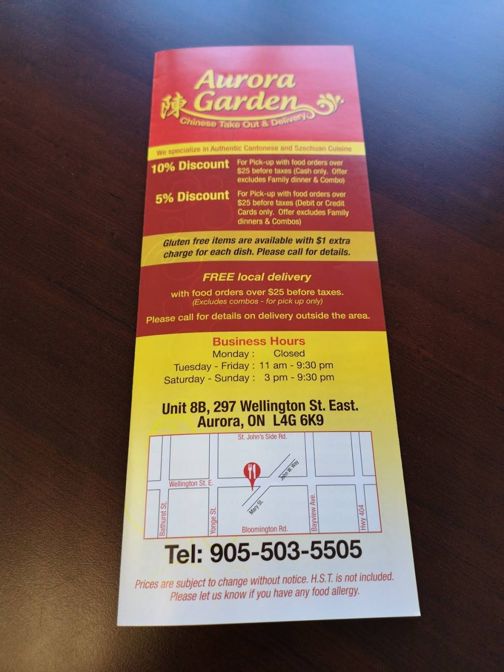 Aurora Garden Chinese Food | meal takeaway | 297 Wellington St E Unit 8B, Aurora, ON L4G 6K9, Canada | 9055035505 OR +1 905-503-5505