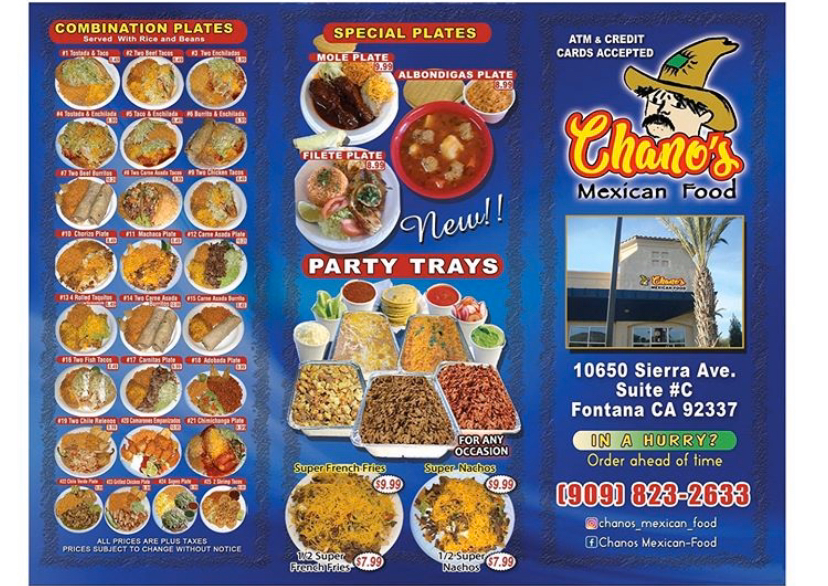 Chanos Mexican Food | restaurant | 10650 Sierra Ave Suite C, Fontana, CA 92337, USA | 9098232633 OR +1 909-823-2633