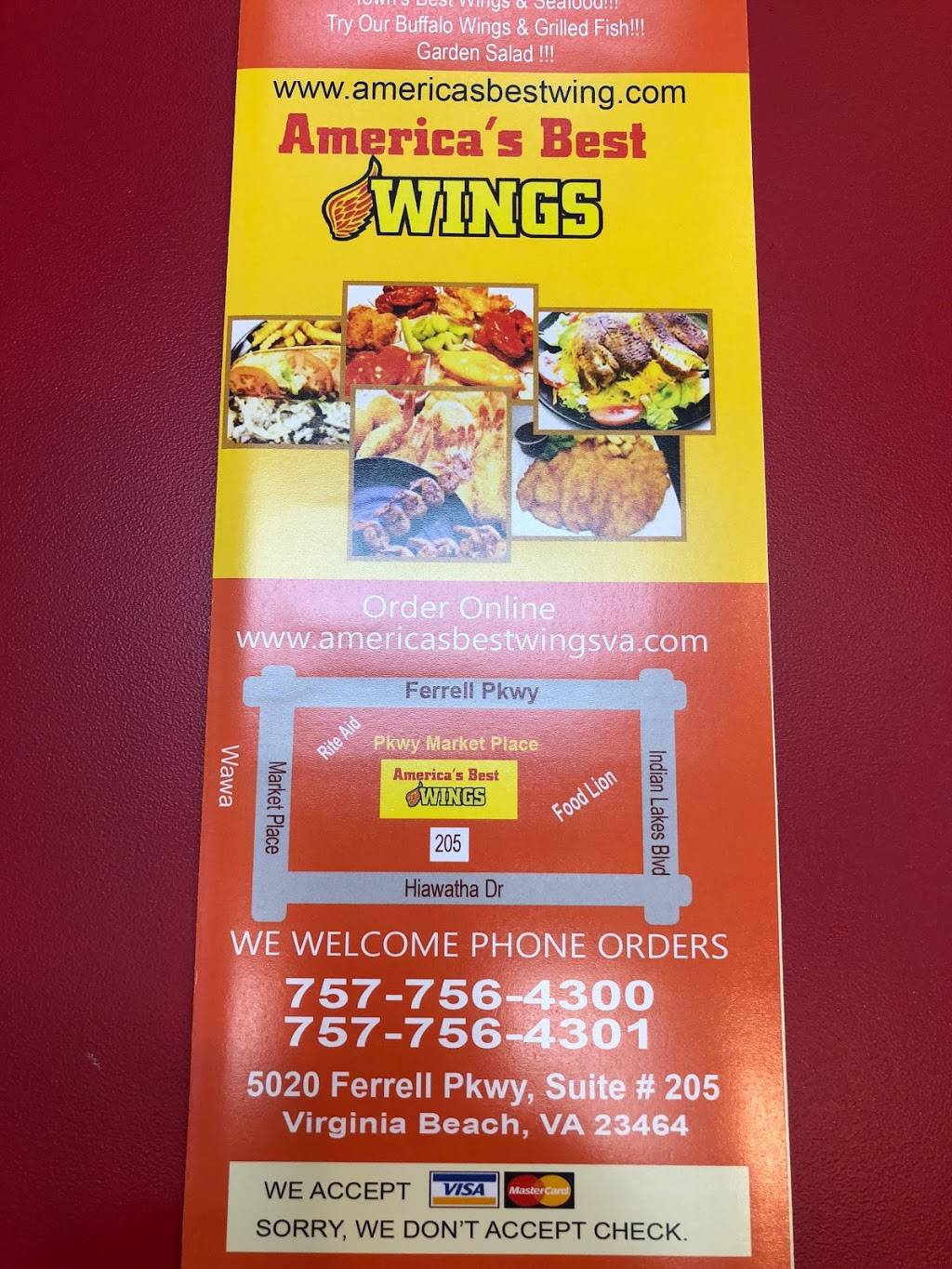 Americas Best Wings | restaurant | 5020 Ferrell Pkwy #205, Virginia Beach, VA 23464, USA | 7577564301 OR +1 757-756-4301