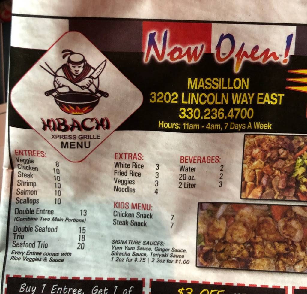 Hibachi Xpress Grill | restaurant | 3202 Lincoln Way E, Massillon, OH 44646, USA | 3302364700 OR +1 330-236-4700