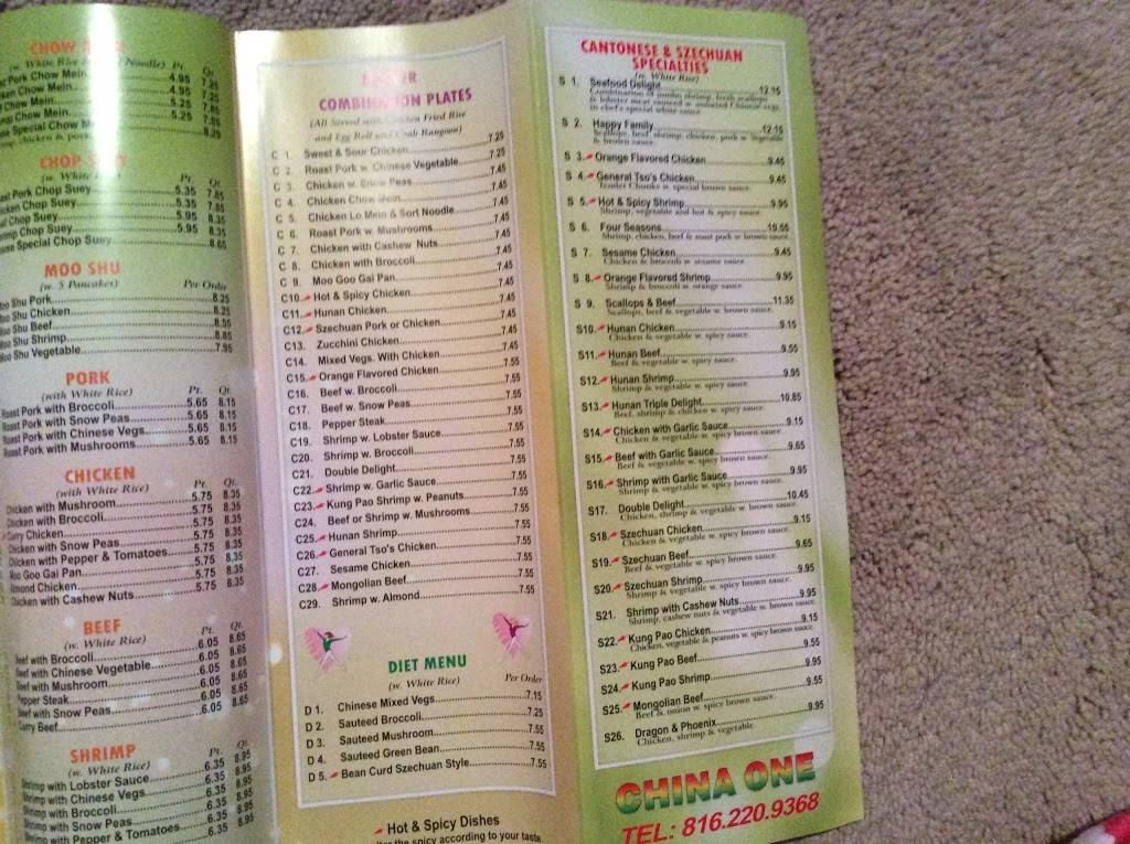 China One | restaurant | 2005 MO-7, Blue Springs, MO 64014, USA | 8162209368 OR +1 816-220-9368