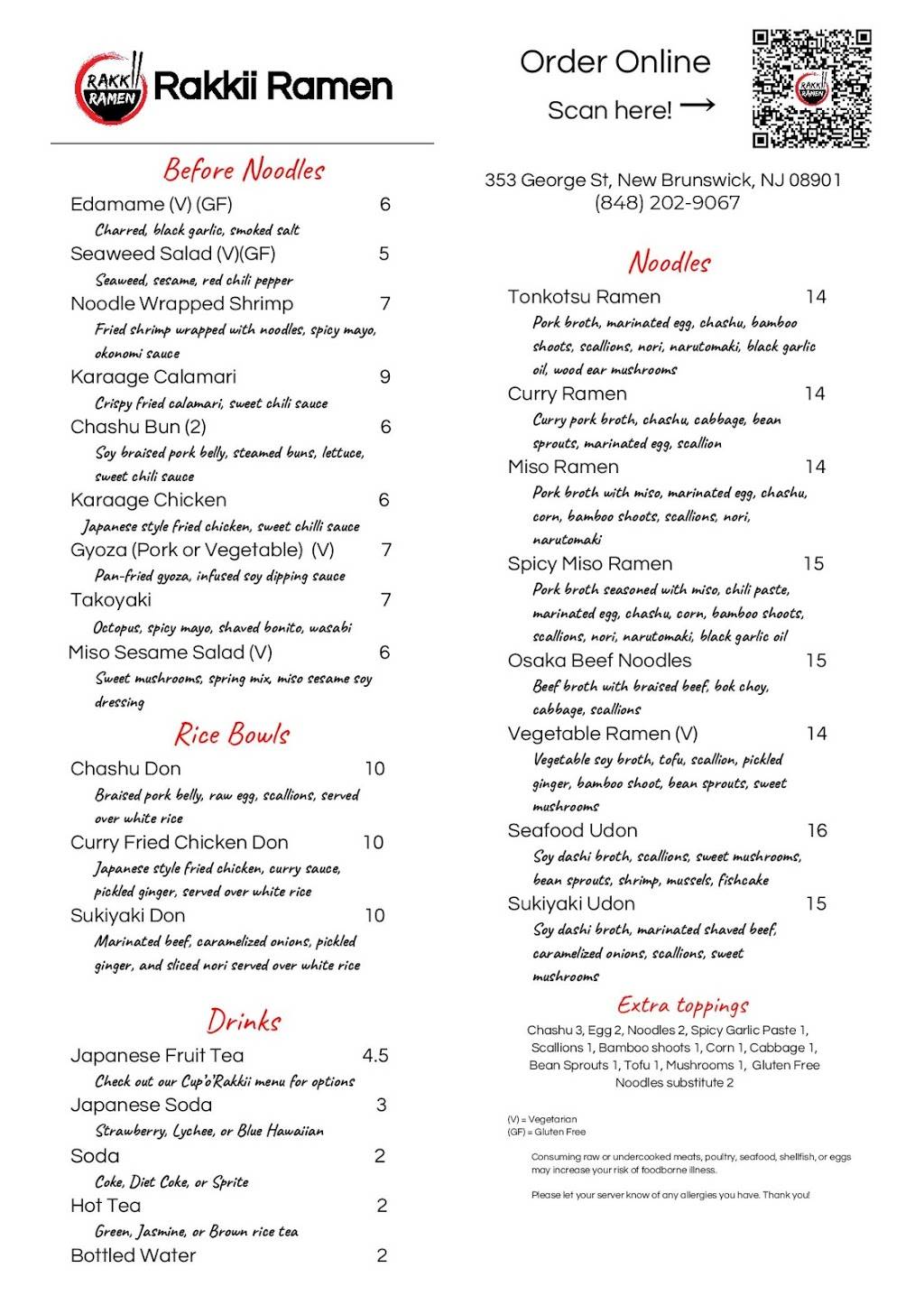 Rakkii Ramen | restaurant | 353 George St, New Brunswick, NJ 08901, USA | 8482029067 OR +1 848-202-9067