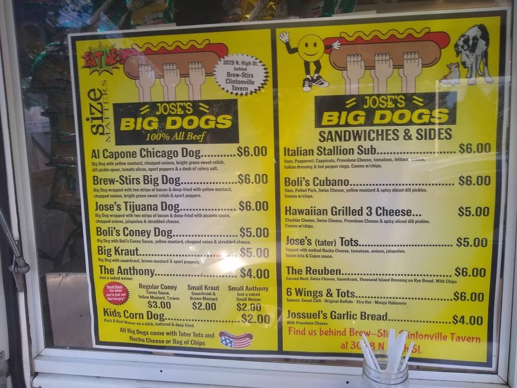 Joses Big Dogs | restaurant | 3028 N High St, Columbus, OH 43202, USA | 6142675515 OR +1 614-267-5515