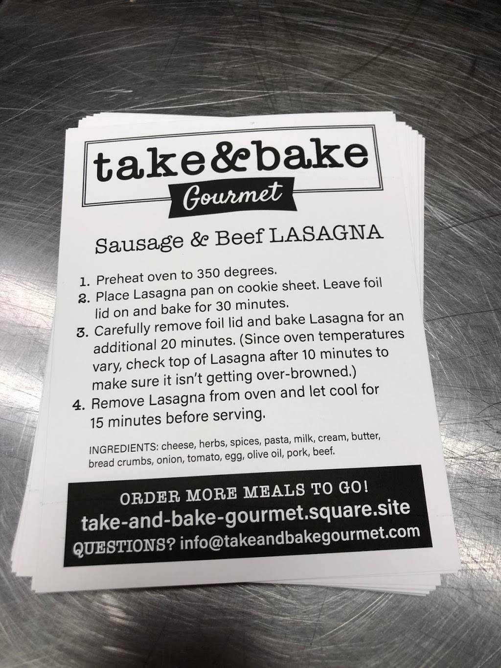 Take and Bake Gourmet | meal takeaway | 90 Haydenville Rd, Leeds, MA 01053, United States | 4135700538 OR +1 413-570-0538