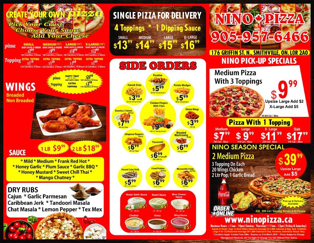 Nino Pizza Smithville | meal delivery | 176 Griffin St N, Smithville, ON L0R 2A0, Canada | 9059576466 OR +1 905-957-6466