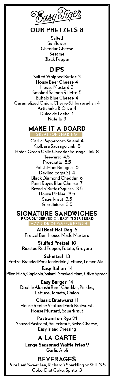 Easy Tiger - Pretzel Bar | restaurant | 11420 Rock Rose Ave #100, Austin, TX 78758, USA | 5124923959 OR +1 512-492-3959