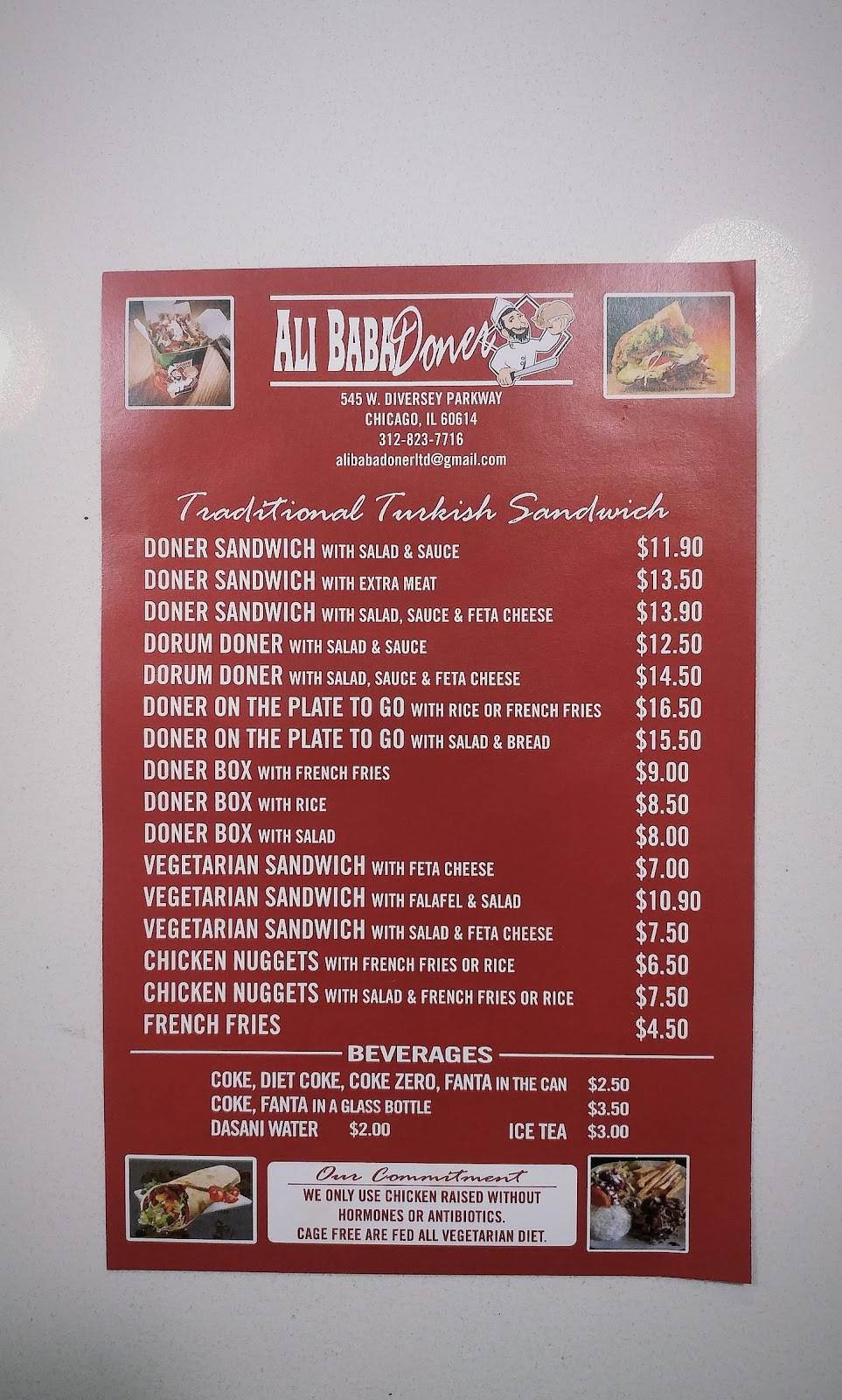 Ali Baba Doner | restaurant | 545 W Diversey Pkwy, Chicago, IL 60614, USA | 3128237716 OR +1 312-823-7716