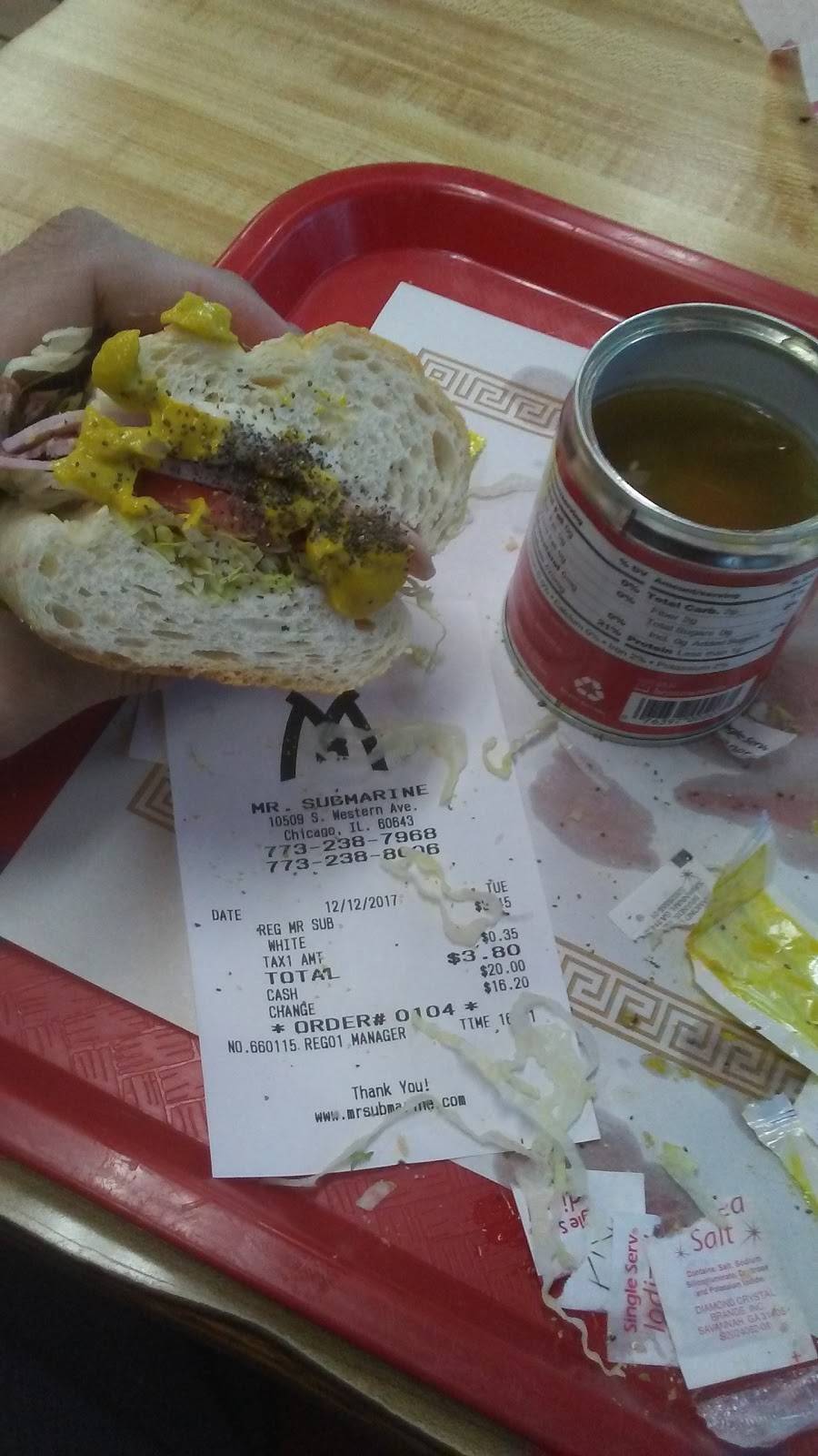 Mr Submarine | meal takeaway | 10509 S Western Ave, Chicago, IL 60643, USA | 7732387968 OR +1 773-238-7968