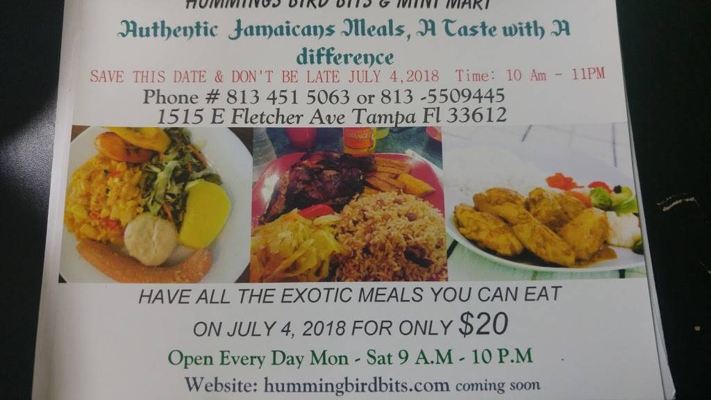 Humming Bird Bits & Mini Mart | restaurant | 1515 E Fletcher Ave, Tampa, FL 33612, USA | 8134515063 OR +1 813-451-5063