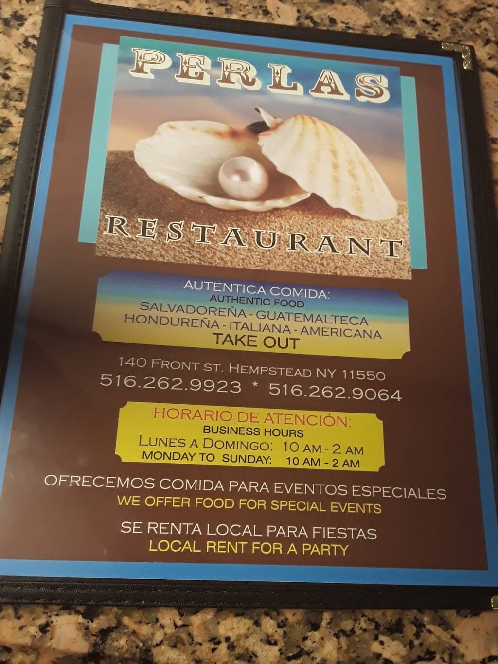 Perlas restaurant | restaurant | 140 Front St, Hempstead, NY 11550, USA | 5162629923 OR +1 516-262-9923