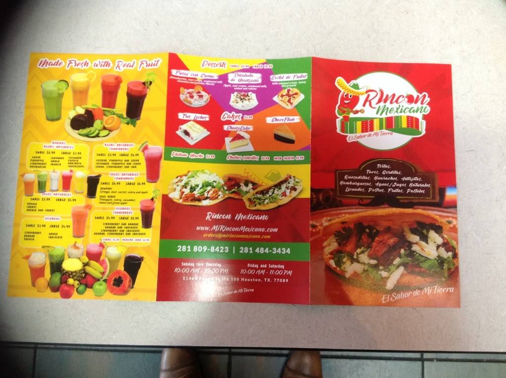 RINCON MEXICANO | restaurant | 11460 Fuqua St #500, Houston, TX 77089, USA | 2818098423 OR +1 281-809-8423
