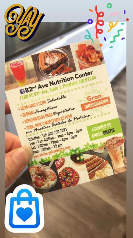 82nd Ave Nutrition Center | restaurant | 7460 SE 82nd Ave suit 1, Portland, OR 97266, USA | 5037507021 OR +1 503-750-7021