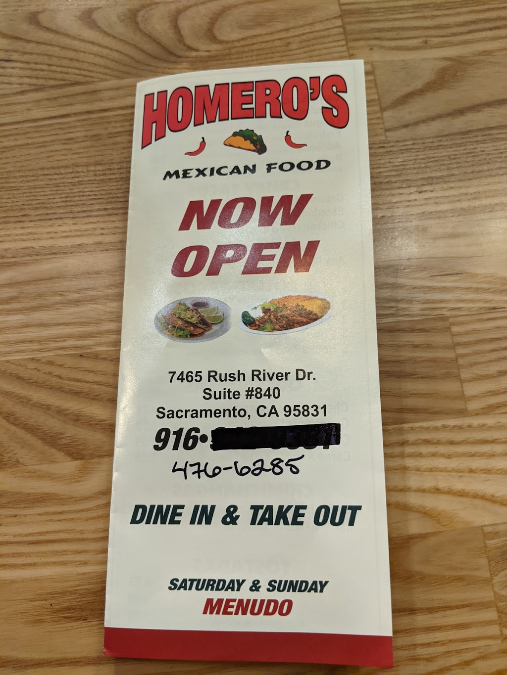Homeros Mexican Food | restaurant | 7465 Rush River Dr Suite 840, Sacramento, CA 95831, USA | 9164766282 OR +1 916-476-6282