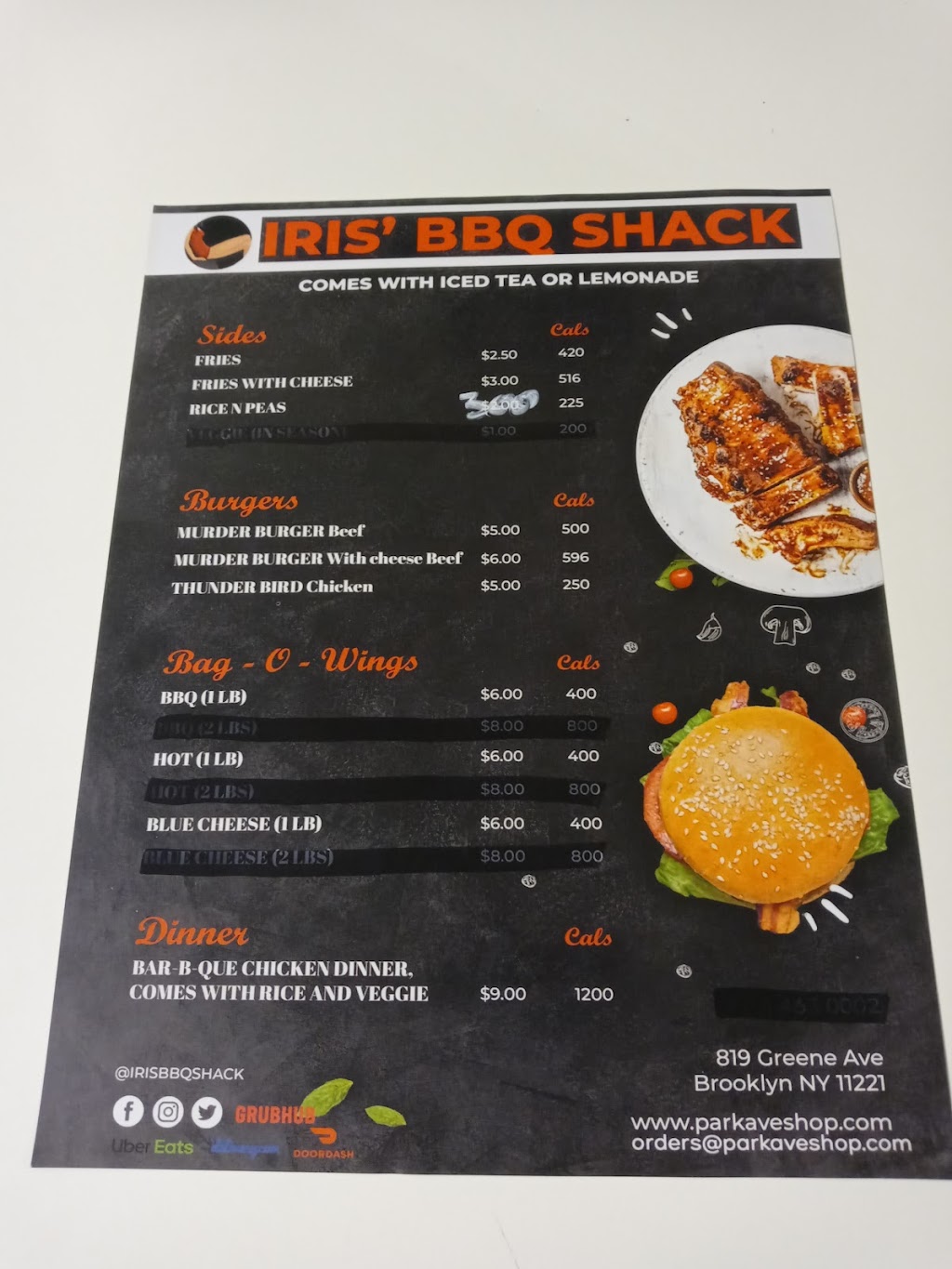 IRIS BBQ SHACK | restaurant | 819 Greene Ave, Brooklyn, NY 11221, USA | 9172024098 OR +1 917-202-4098