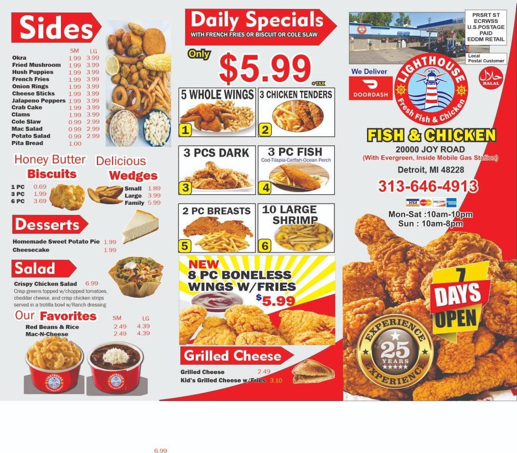 Lighthouse Fresh Fish & Chicken | restaurant | 20000 Joy Rd, Detroit, MI 48228, USA | 3136464913 OR +1 313-646-4913