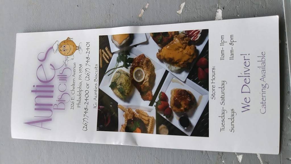 Aunties Biscuits | restaurant | 2126 E Chelten Ave, Philadelphia, PA 19138, USA | 2677482400 OR +1 267-748-2400